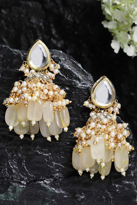 Buy Women's Sterling Silver Jhumka Earring in Yellow - Back