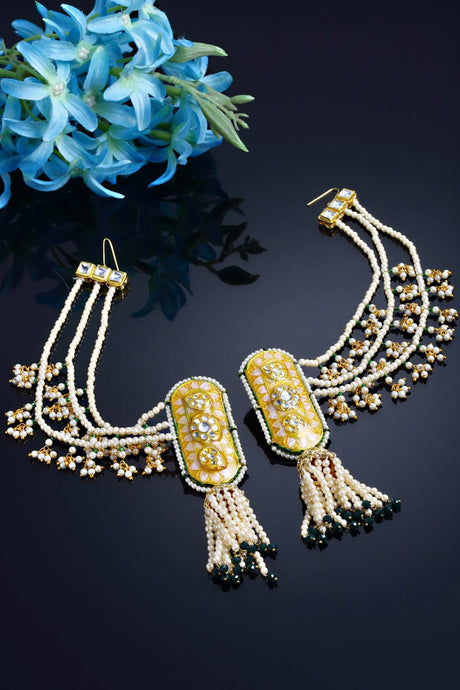 multicolor Gold-Plated Kundan Diamonds And Pearls Jhumka Earring