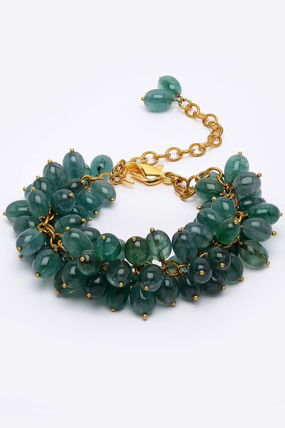 Green Gold-Plated Natural Stones And Emerald Bracelet