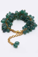 Green Gold-Plated Natural Stones And Emerald Bracelet