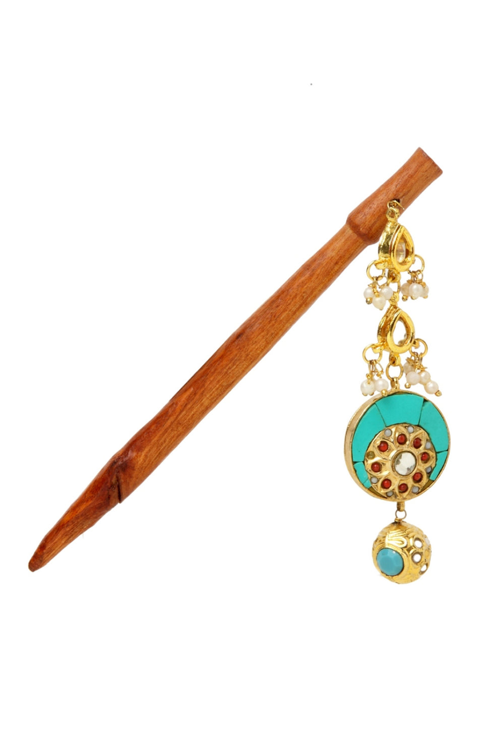 Women's Wood Hair Stick In Turquoise Blue