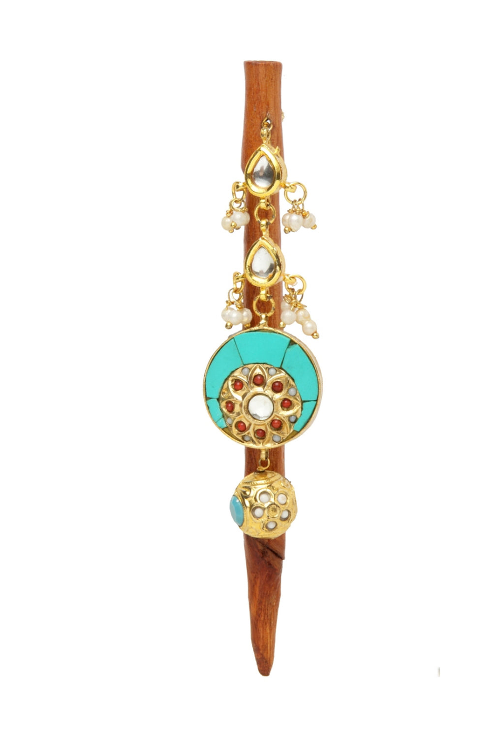 Women's Wood Hair Stick In Turquoise Blue