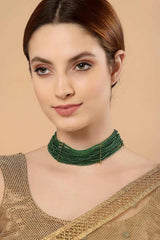 Green And Gold Gold-Plated Pearls And Natural Stones Necklace