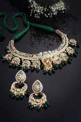 Multicolor Gold-Plated Kundan And Pearls Jewelry Set