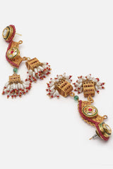 Red And Gold Kundan And Pearls Necklace And Earring Set