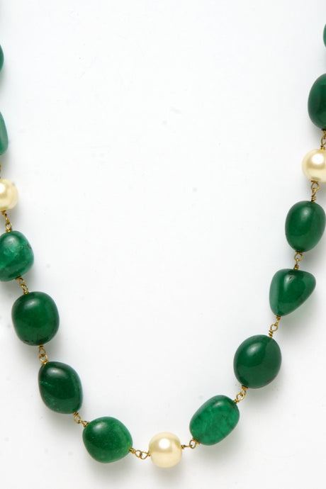 Women's Silver Necklace in Green