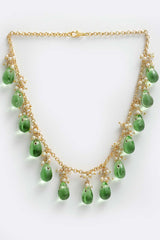 Buy Women's Sterling Silver Bead Necklace in Light Green - Front