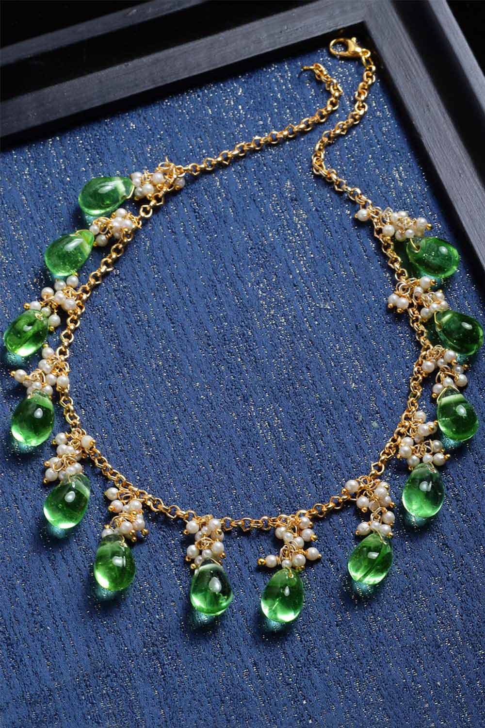 Buy Women's Sterling Silver Bead Necklace in Light Green - Zoom in