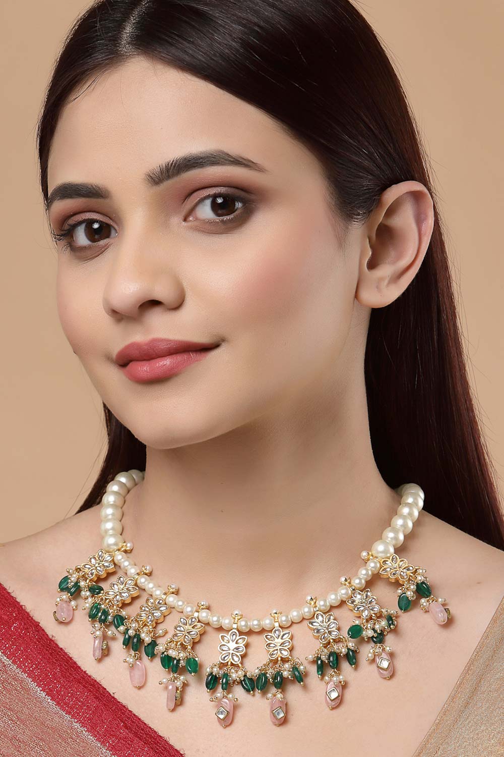 Buy Women's Sterling Silver Bead Necklace in Green