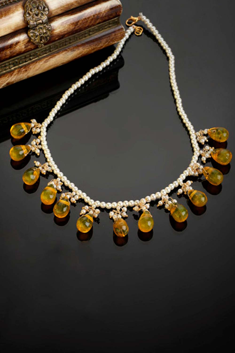 Buy Women's Sterling Silver Bead Necklace in Yellow - Front