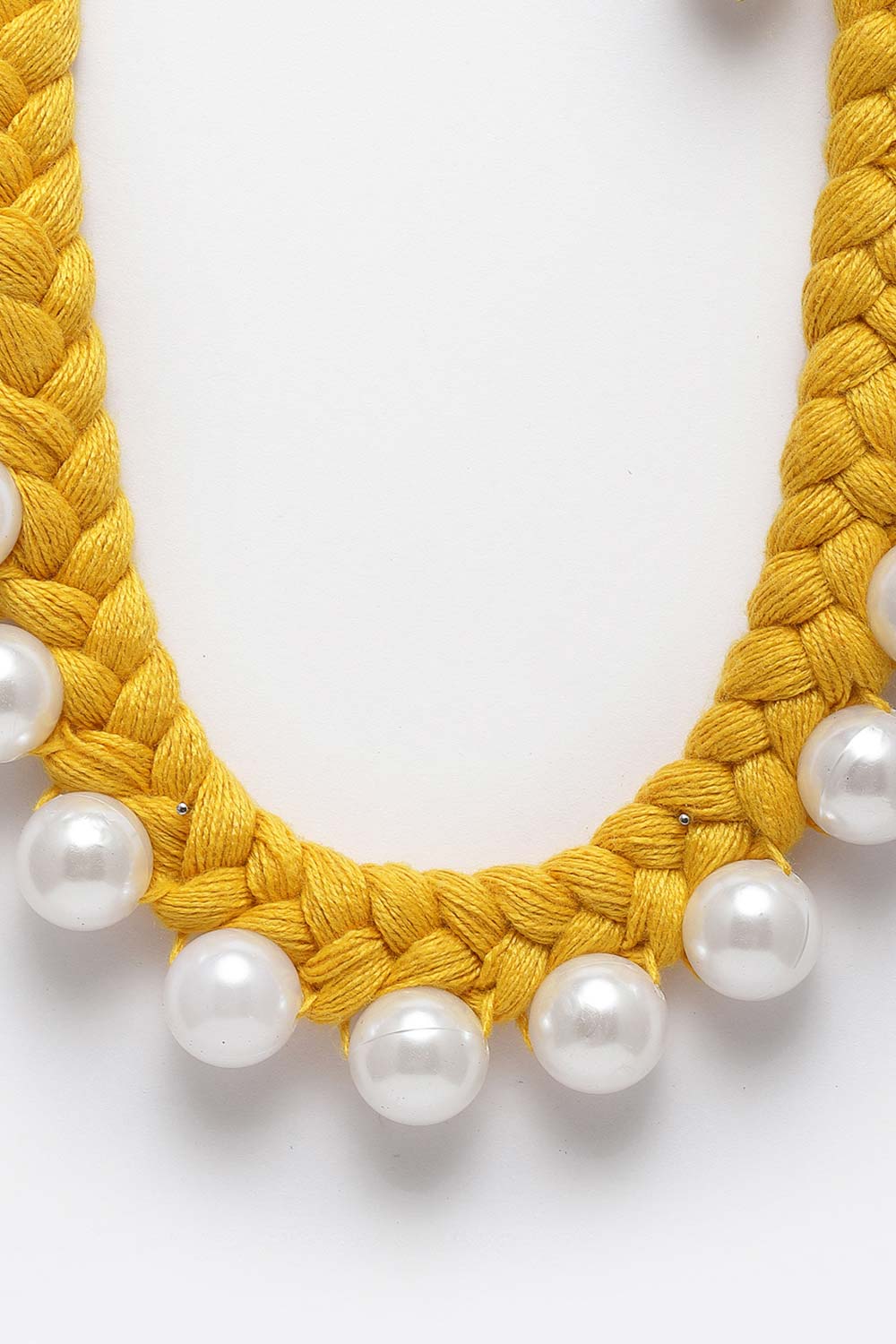 Yellow And White Gold-Plated Pearls And Natural Stones Necklace