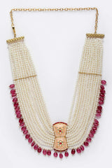 Multicolor Gold-Plated Kundan And Pearls Necklace