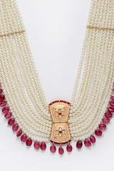 Multicolor Gold-Plated Kundan And Pearls Necklace