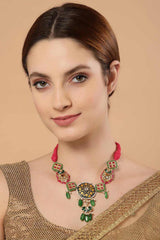 Multicolor Gold-Plated Kundan And Pearls Necklace