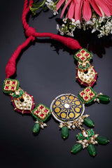 Multicolor Gold-Plated Kundan And Pearls Necklace