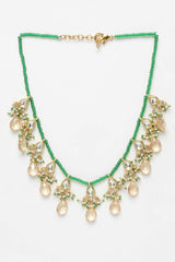 Yellow And Green Gold-Plated Kundan And Pearls Bead Necklaces