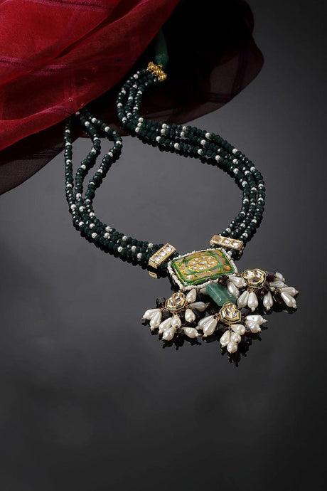 Green And Purple Haar Necklace Kundan And Pearls