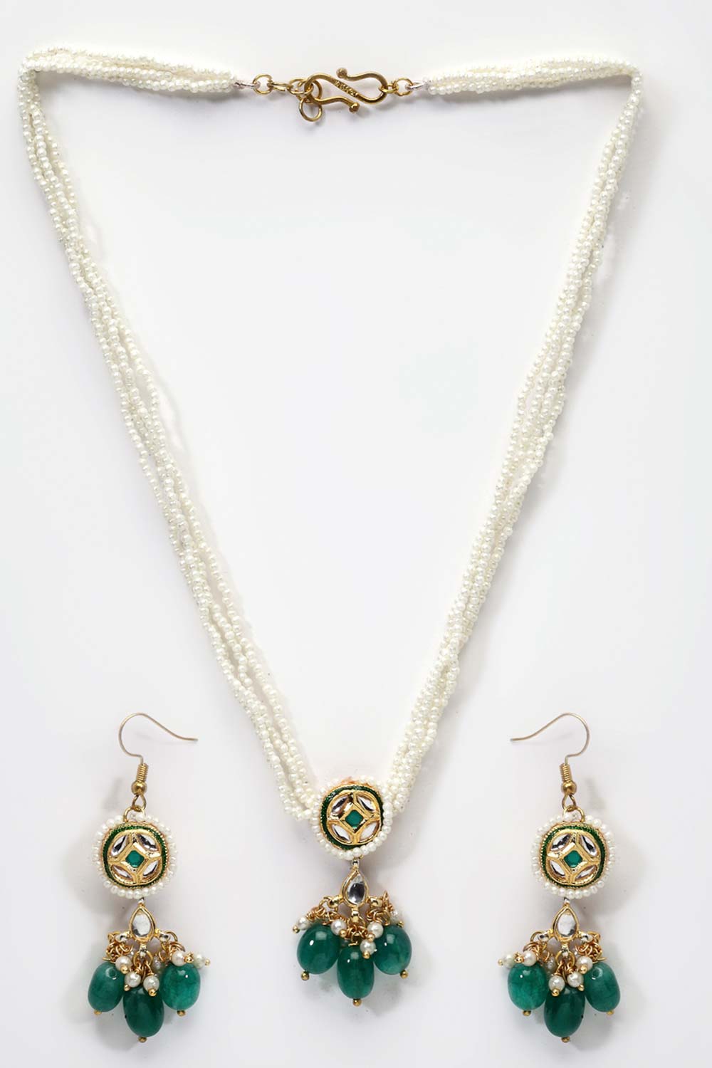 Buy Women's Sterling Silver Necklace and Earring Sets in Green Online - Zoom In