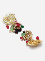 Red And Green Gold-Plated Kundan And American Diamonds Necklace Earring Set