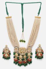 Green And White Kundan And Pearls Necklace And Earring Set