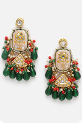 Green And White Kundan And Pearls Necklace And Earring Set