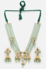 Green And White Kundan And Pearls Necklace And Earring Set