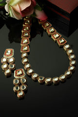 Red And Gold Necklace With Earring Jewelry Set Kundan And Pearls