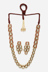 Red And Gold Necklace With Earring Jewelry Set Kundan And Pearls