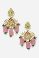 Green And Pink Necklace With Earring Jewelry Set Kundan And Pearls