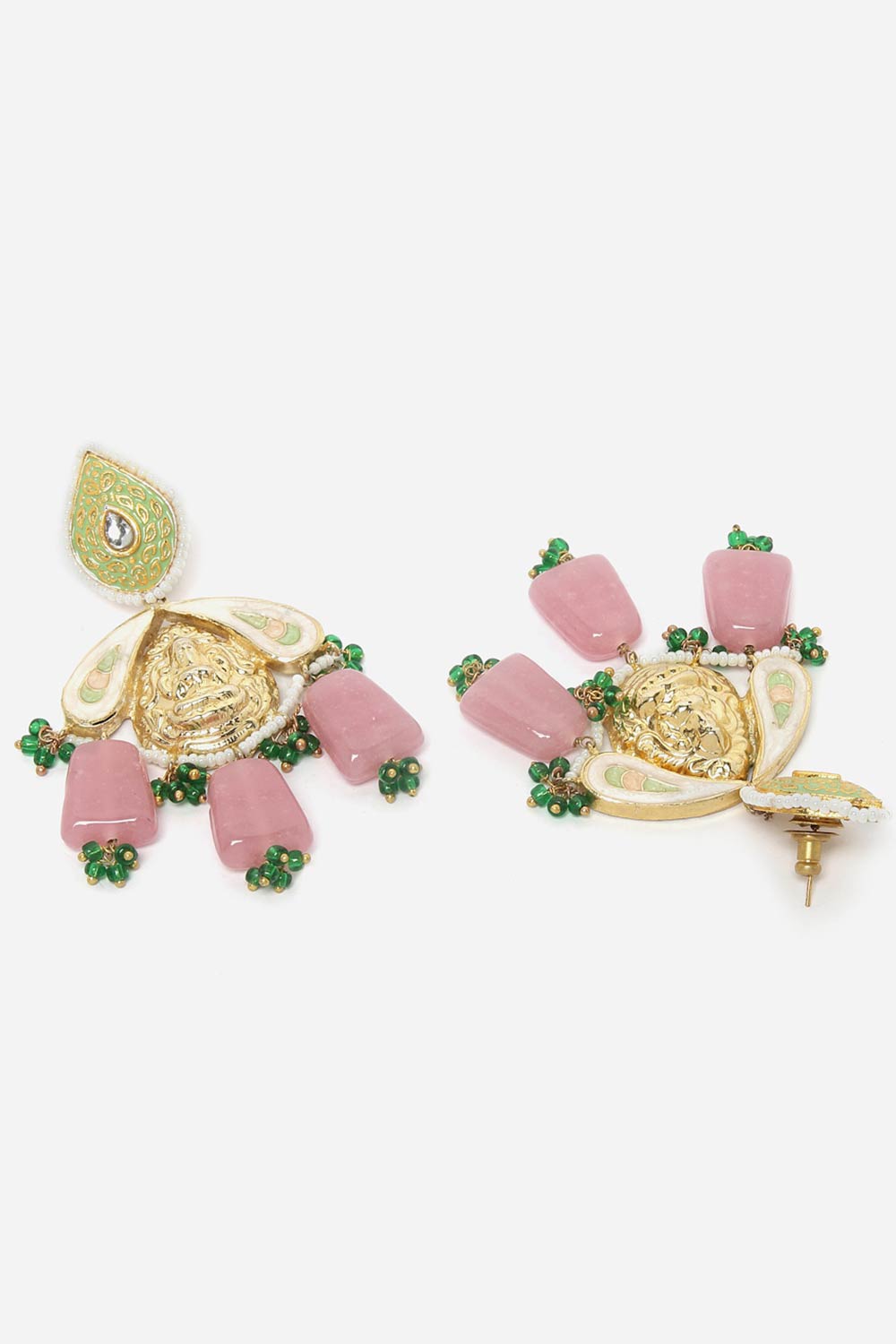 Green And Pink Necklace With Earring Jewelry Set Kundan And Pearls