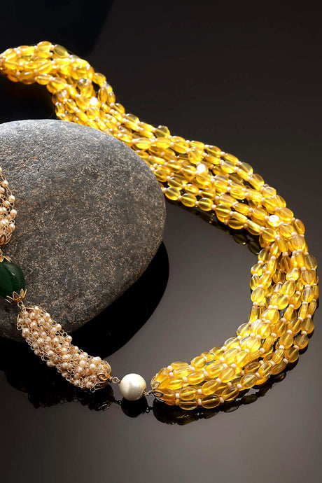 Buy Women's Copper Bead Necklaces in Yellow Online - Front