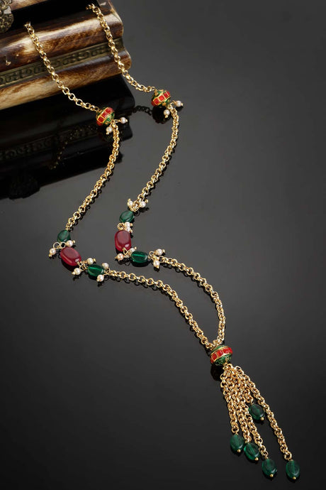 Buy Women's Copper Ruby Necklace in Gold - Back