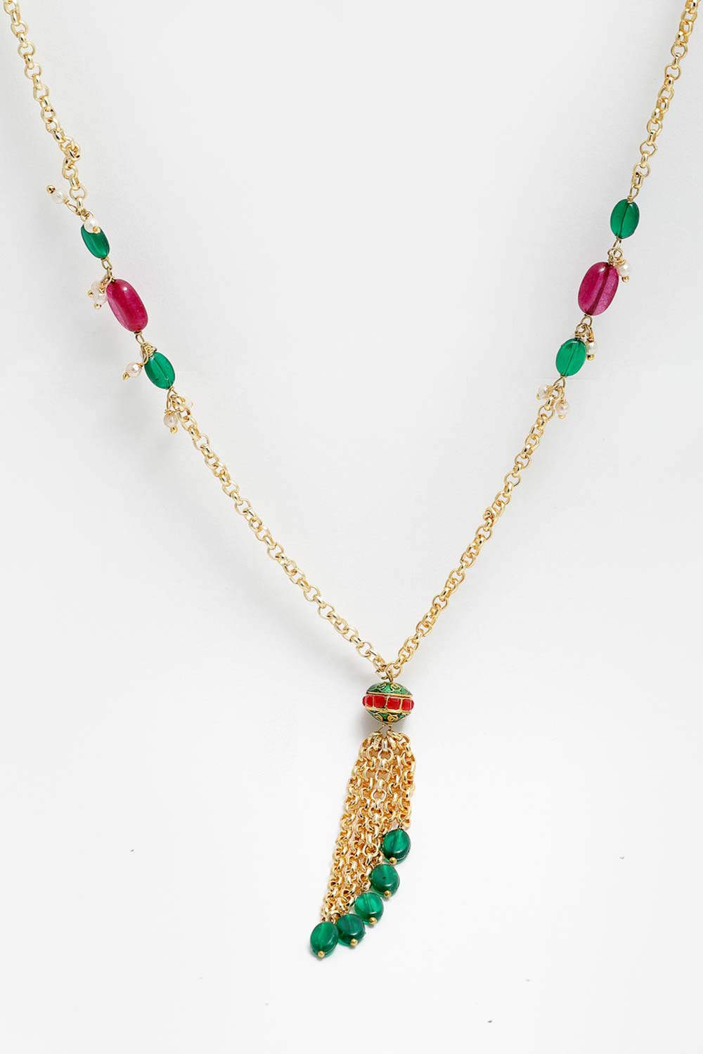 Buy Women's Copper Ruby Necklace in Gold - Side