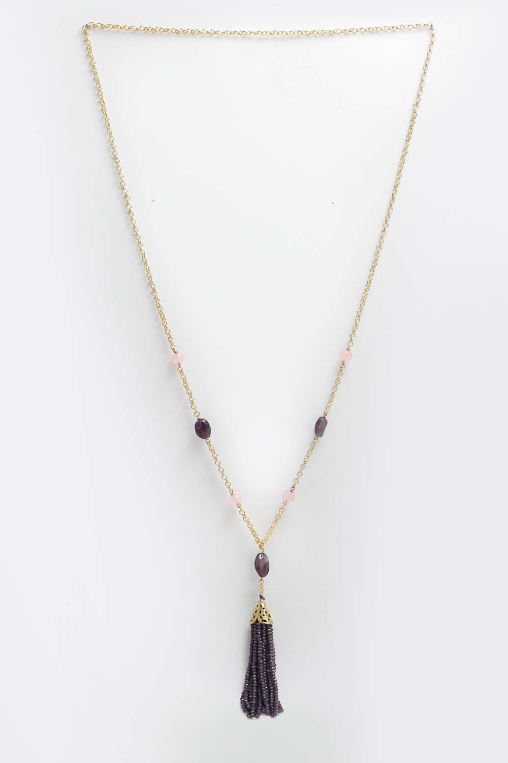 Buy Women's Copper Bead Necklace in Purple - Front