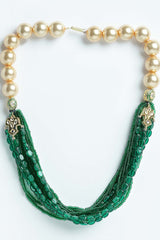 Buy Women's Sterling Silver Bead Necklace in Green - Front