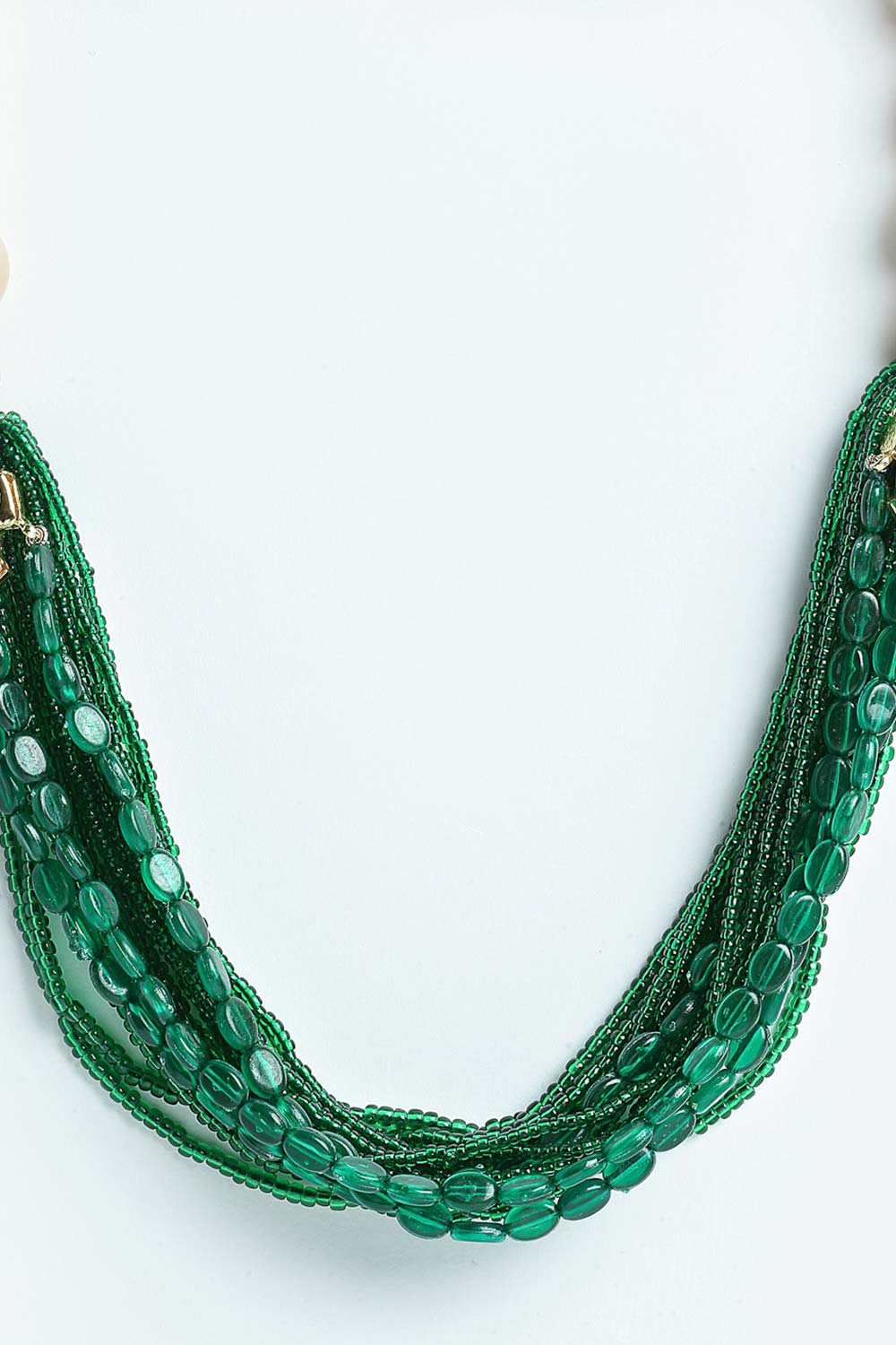 Buy Women's Sterling Silver Bead Necklace in Green - Side