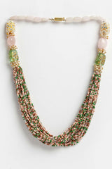 Buy Women's Sterling Silver Bead Necklace in Green - Front