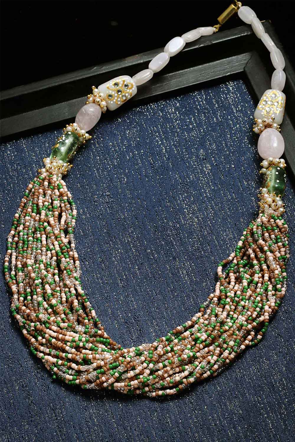 Buy Women's Sterling Silver Bead Necklace in Green - Zoom in