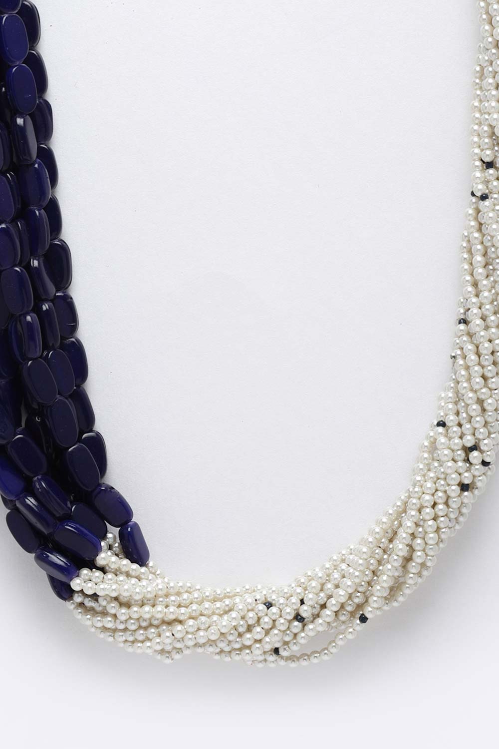 Blue And White Gold-Plated Pearls And Natural Stones Necklace