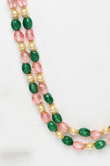 Green And Pink Gold-Plated Pearls And Natural Stones Bead Necklaces