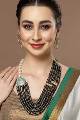 Black Kundan And American Diamonds Layered Necklace