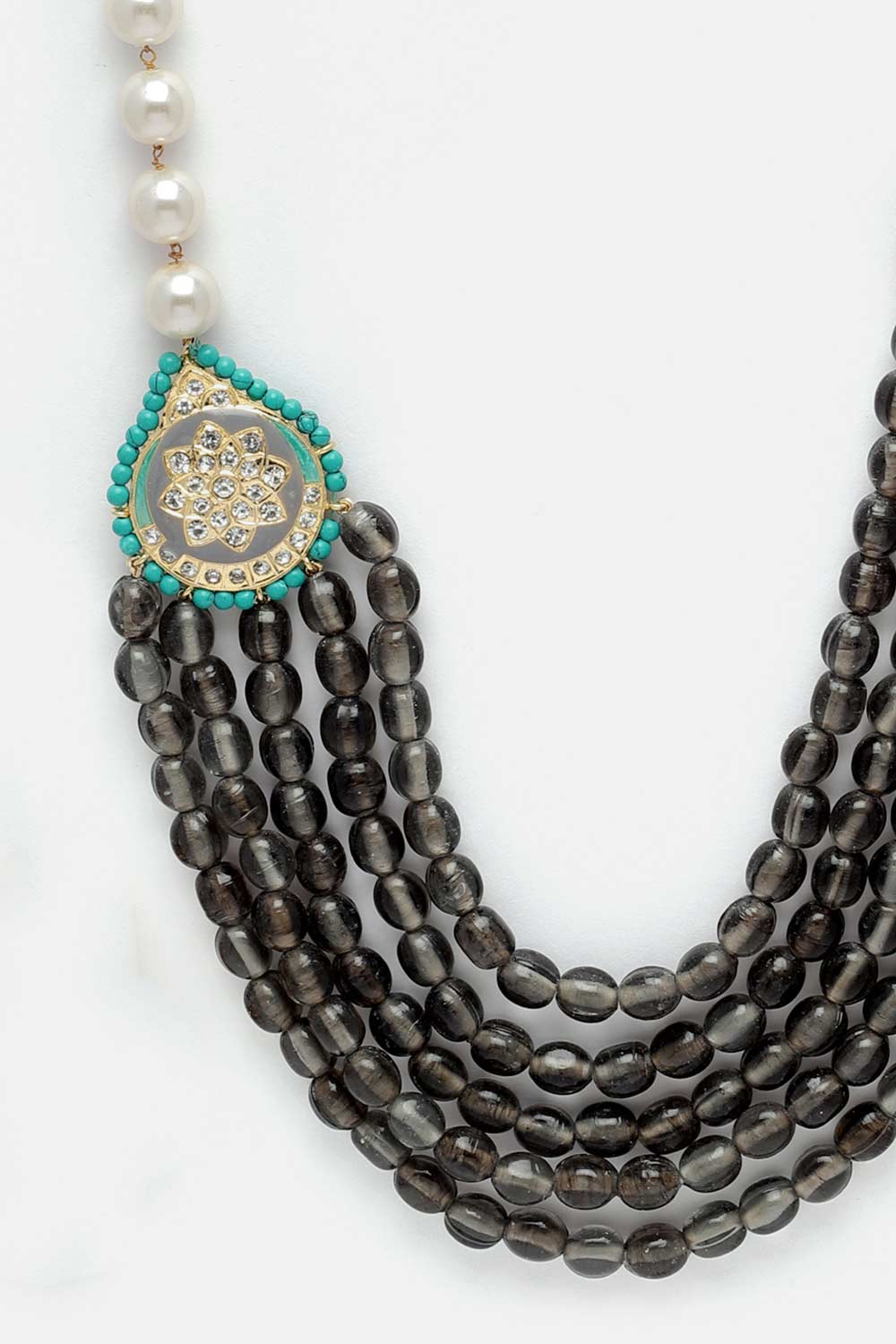 Black Kundan And American Diamonds Layered Necklace