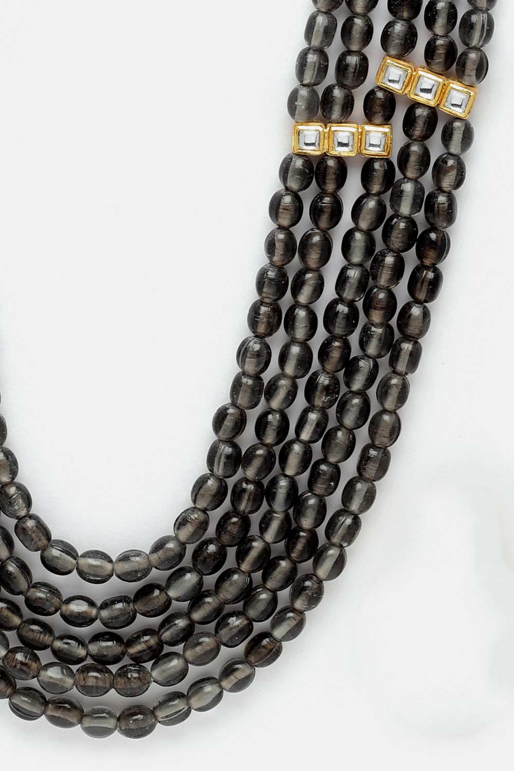 Black Kundan And American Diamonds Layered Necklace