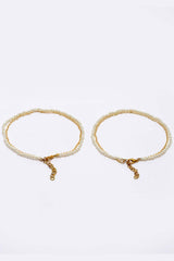 Gold And White Gold-Plated Pearls And Natural Stones Anklet