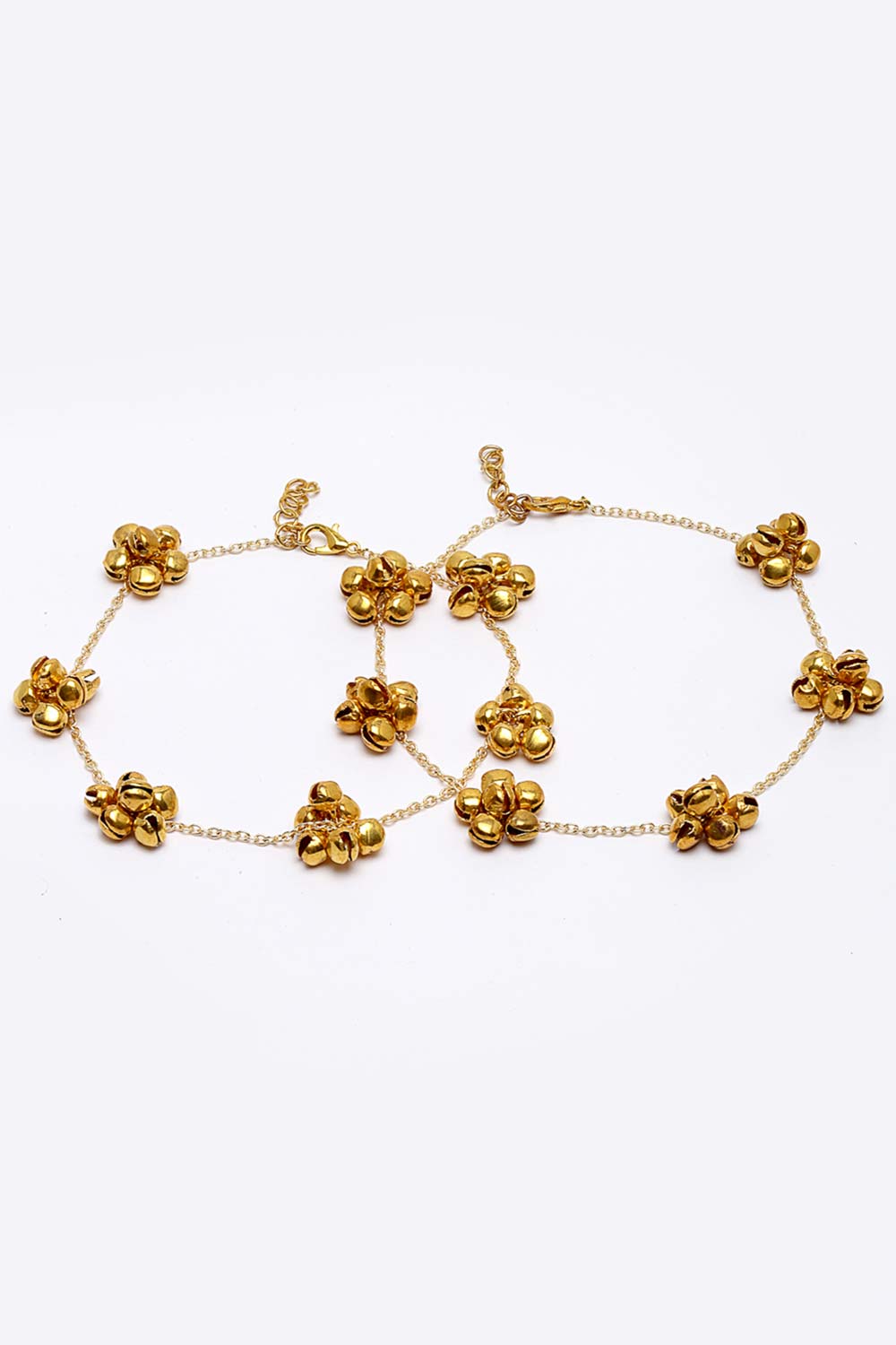 Gold Gold-Plated Natural Stones And Ghungroo Anklet