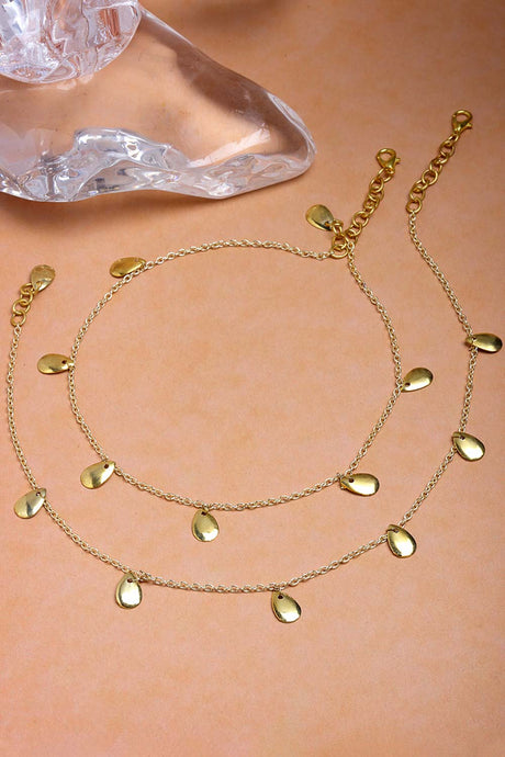Gold Gold-Plated Natural Stones Anklet