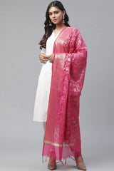 Buy Art Silk Woven Design Dupatta in Pink