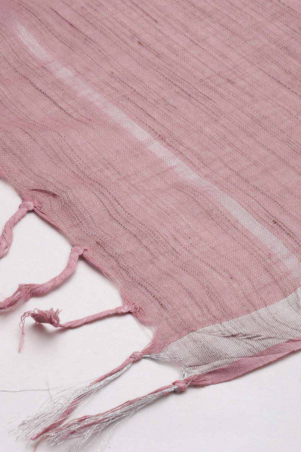 Pink Silk Blend Bhagalpuri Handloom Causal Dupatta