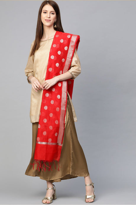 Buy Art Silk Woven Design Dupatta in Red