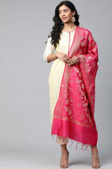 Buy Art Silk Zari Woven Dupatta in Pink Online